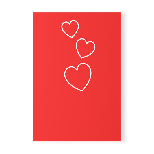 StarJam 'White Hearts' - Softcover Notebook, A5, Red