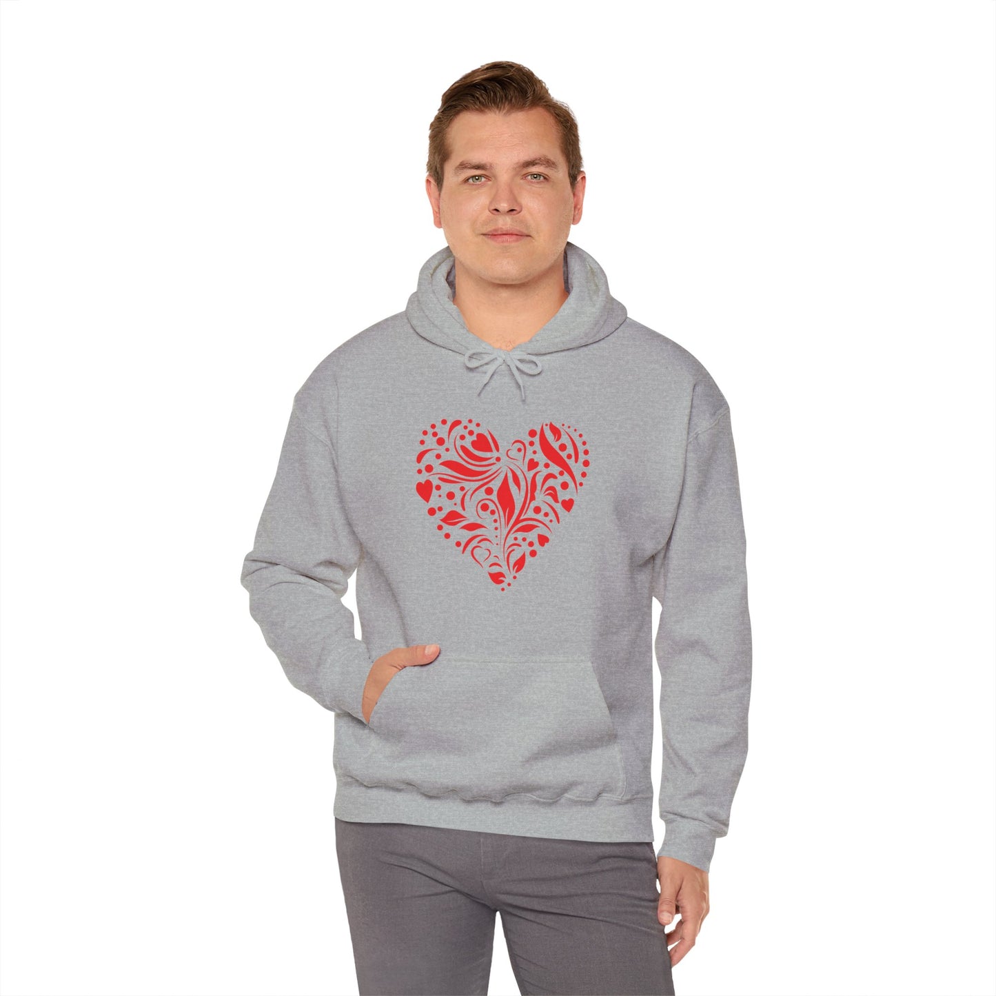 Red Flower Hearts Hoodie - Trending Love Heart Fashion Sweatshirt