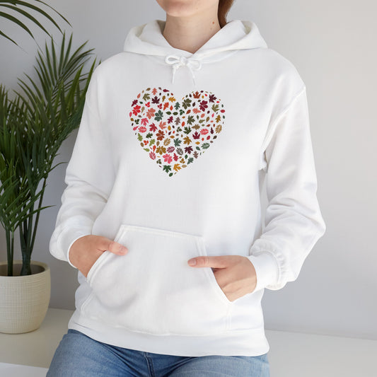 Pretty Leaf Print Hearts Hoodie