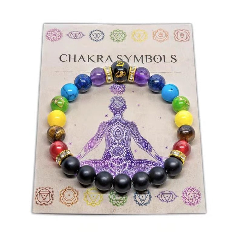 7 Chakra Bracelet With Meaning Cardfor Men Women Natural Crystal Healing Anxiety Jewellery Mandala Yoga Meditation Bracelet Gift - StarJam Gifts