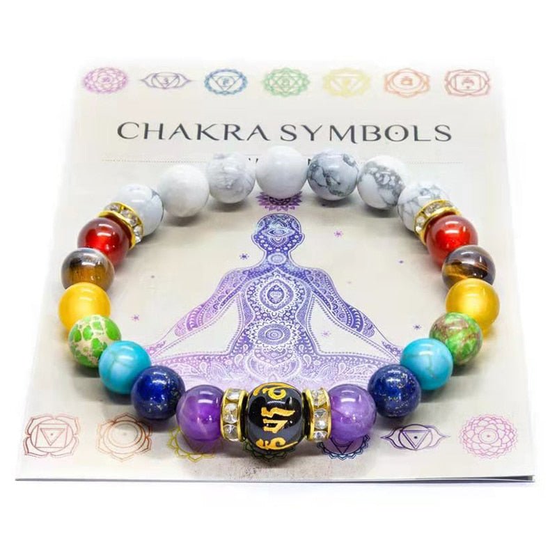 7 Chakra Bracelet With Meaning Cardfor Men Women Natural Crystal Healing Anxiety Jewellery Mandala Yoga Meditation Bracelet Gift - StarJam Gifts