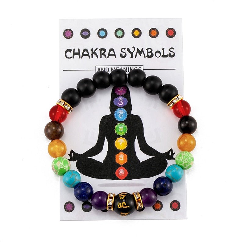 7 Chakra Bracelet With Meaning Cardfor Men Women Natural Crystal Healing Anxiety Jewellery Mandala Yoga Meditation Bracelet Gift - StarJam Gifts