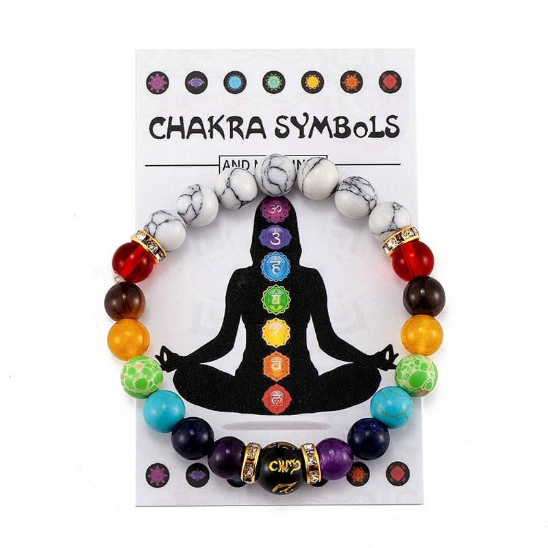 7 Chakra Bracelet With Meaning Cardfor Men Women Natural Crystal Healing Anxiety Jewellery Mandala Yoga Meditation Bracelet Gift - StarJam Gifts