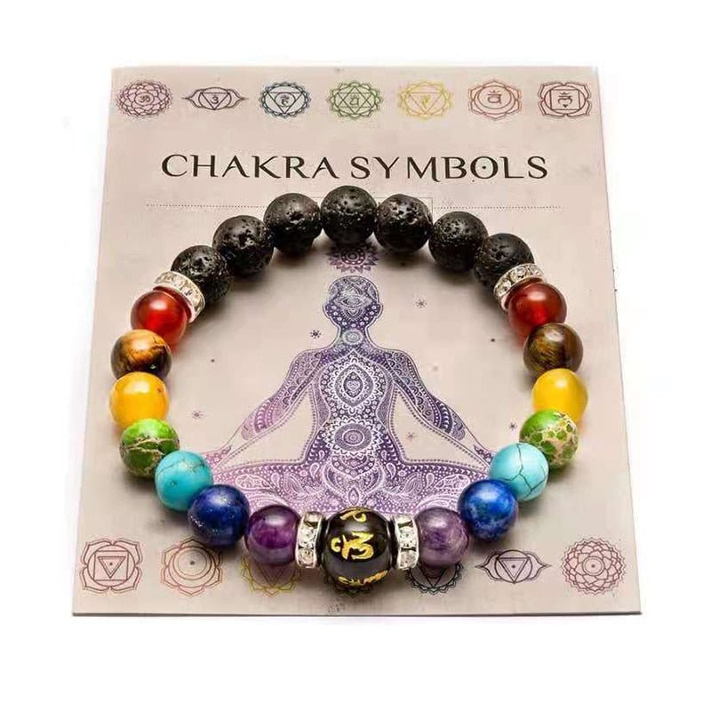 7 Chakra Bracelet With Meaning Cardfor Men Women Natural Crystal Healing Anxiety Jewellery Mandala Yoga Meditation Bracelet Gift - StarJam Gifts