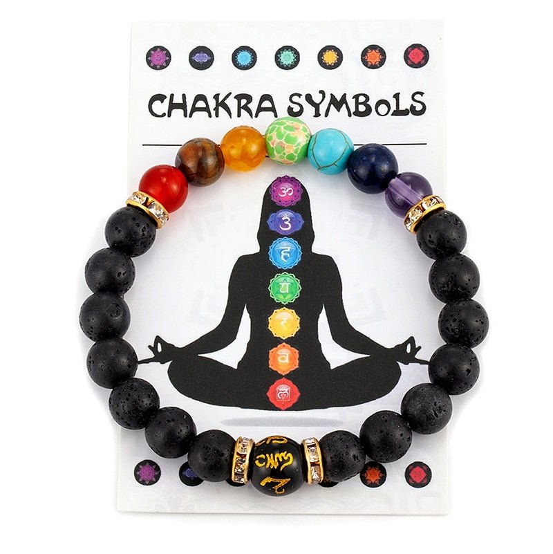 7 Chakra Bracelet With Meaning Cardfor Men Women Natural Crystal Healing Anxiety Jewellery Mandala Yoga Meditation Bracelet Gift - StarJam Gifts