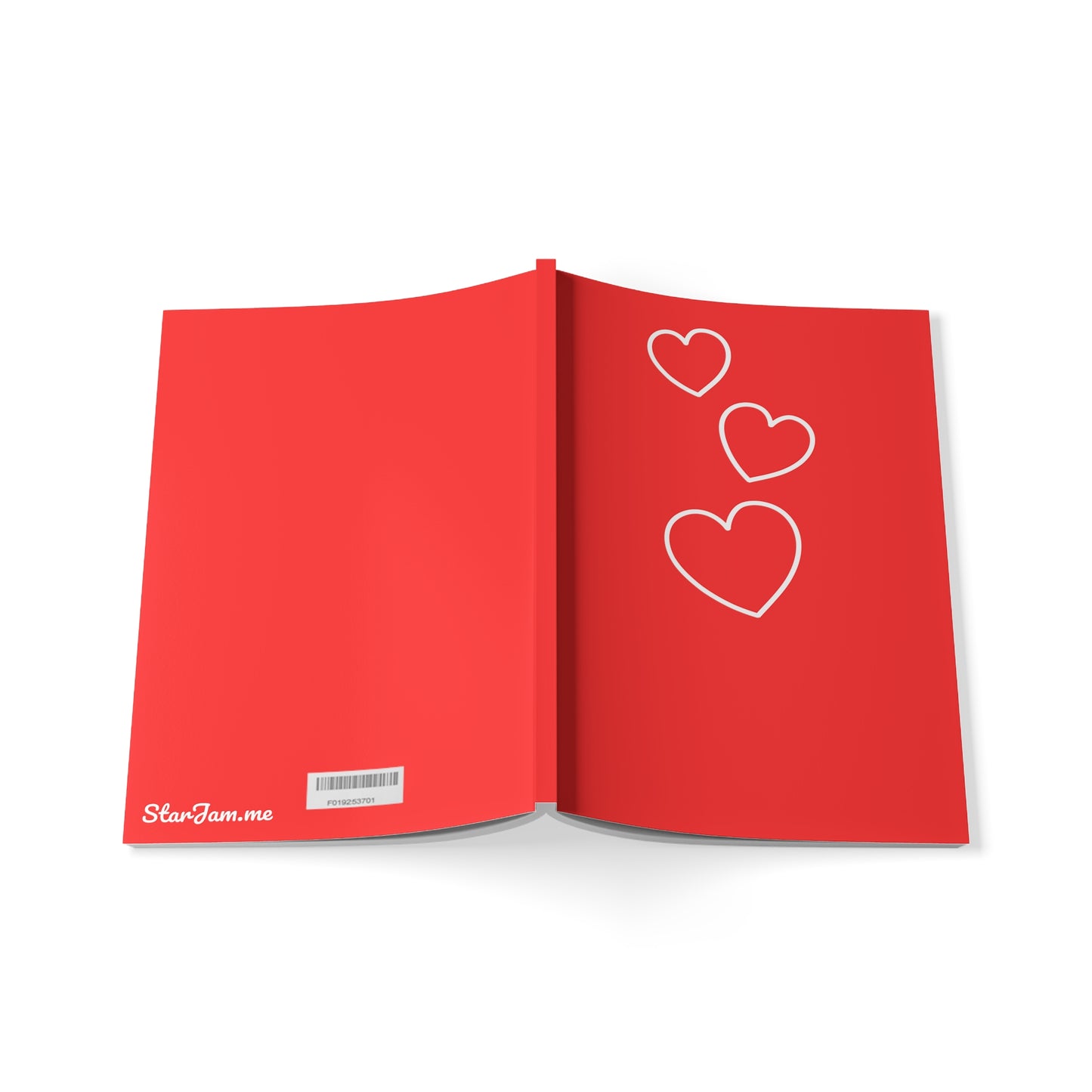 StarJam 'White Hearts' - Softcover Notebook, A5, Red