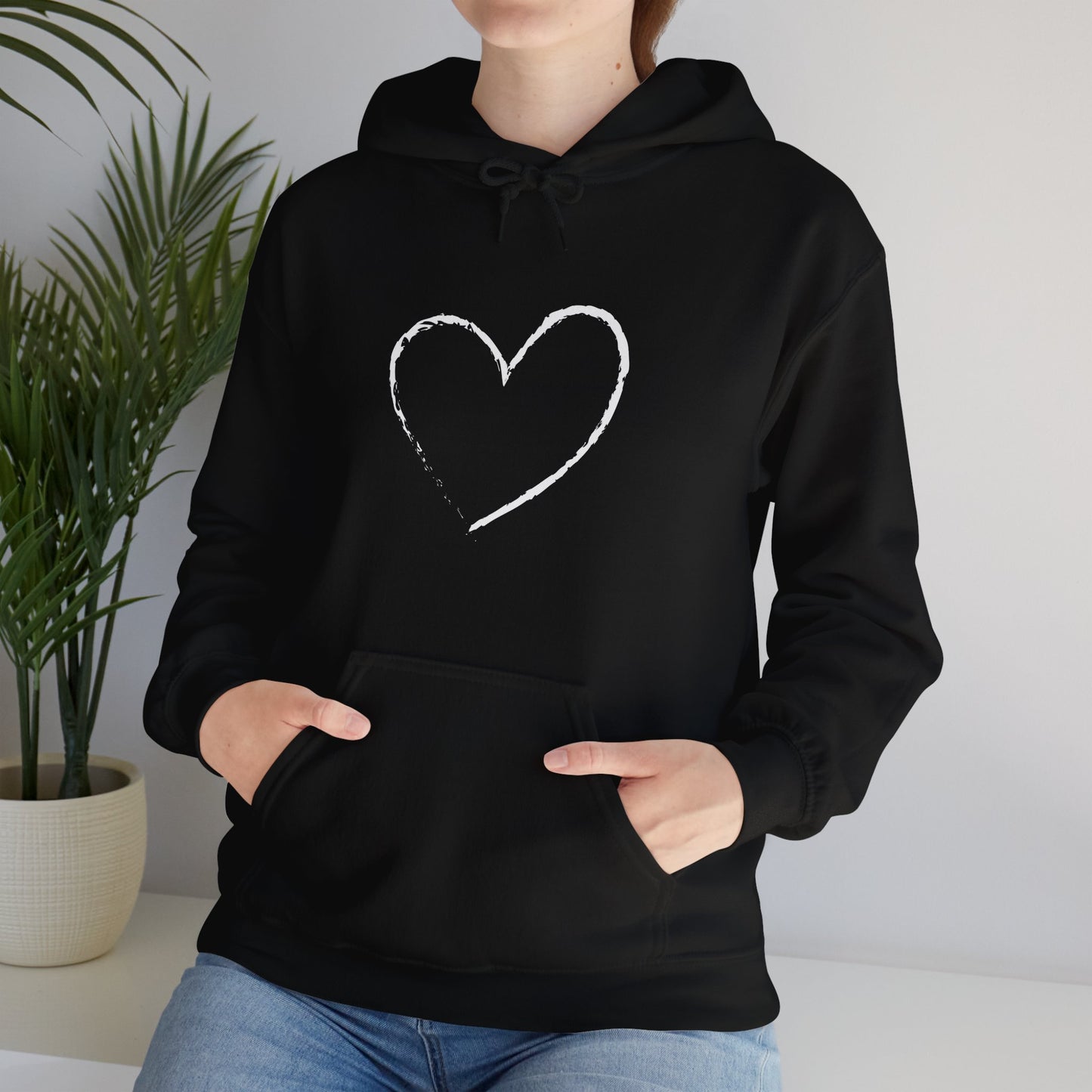 White Heart Unisex Hoodie - Ladies and Mens Hooded Sweatshirt