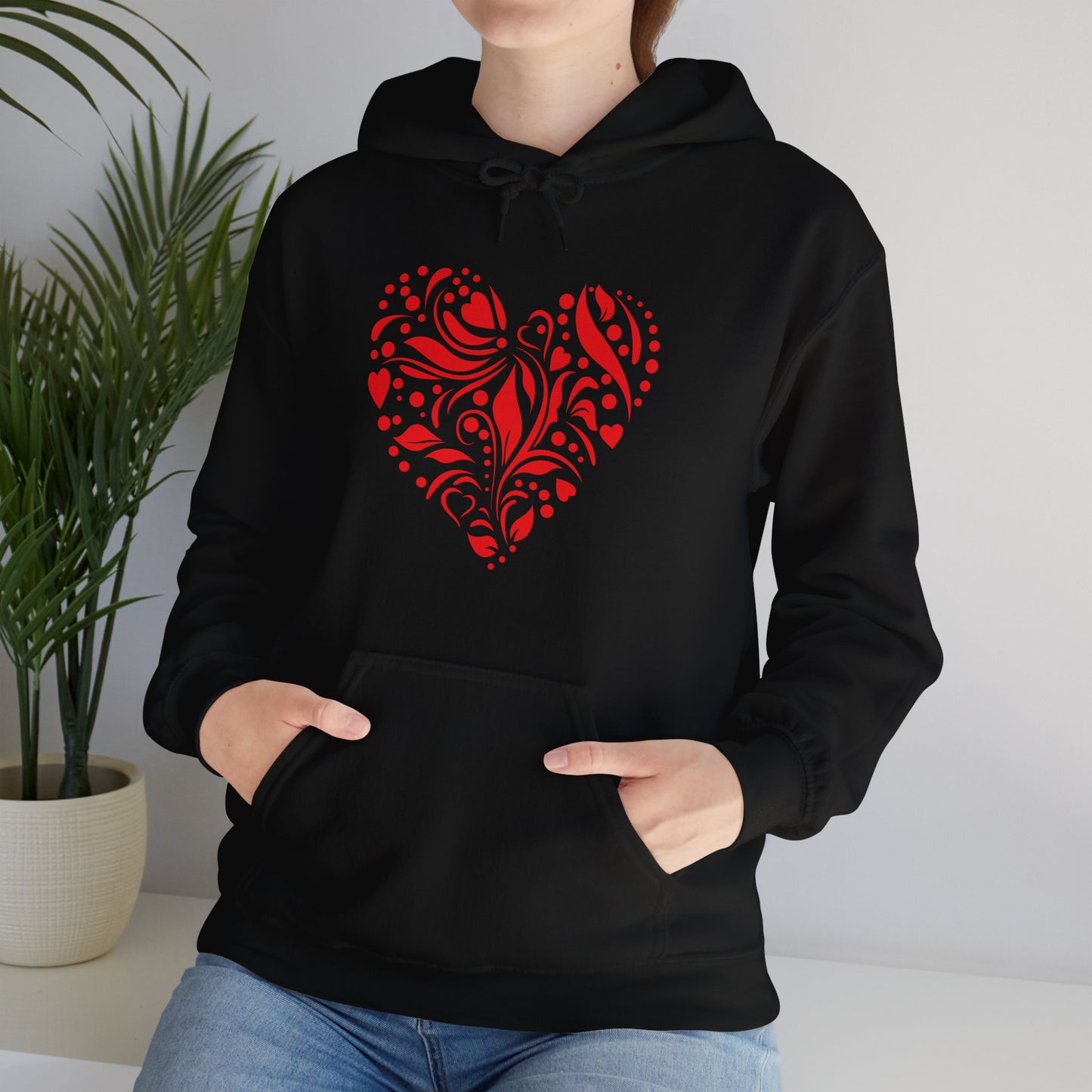 Red Flower Hearts Hoodie - Trending Love Heart Fashion Sweatshirt