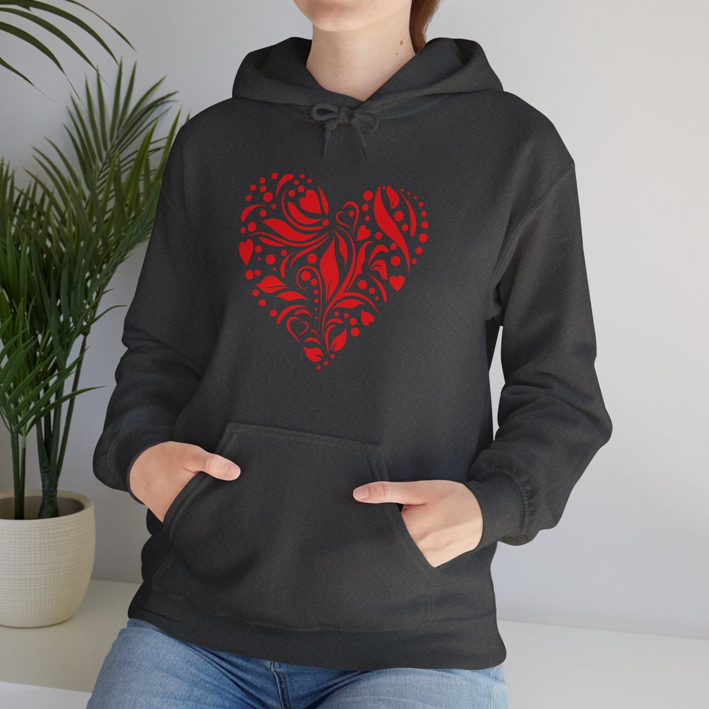 Red Flower Hearts Hoodie - Trending Love Heart Fashion Sweatshirt