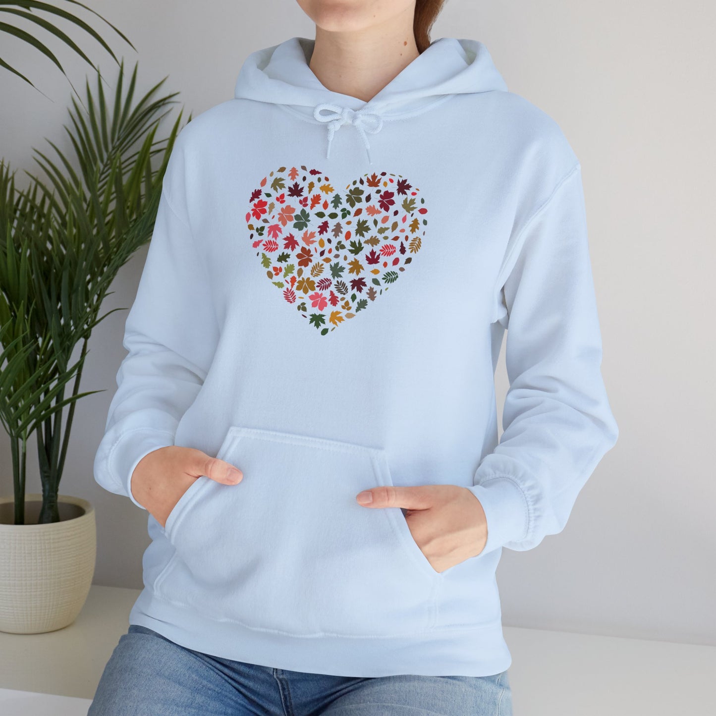 Pretty Leaf Print Hearts Hoodie