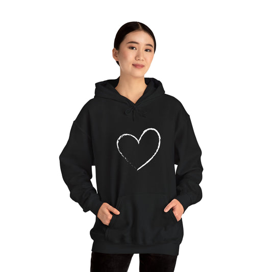 White Heart Unisex Hoodie - Ladies and Mens Hooded Sweatshirt