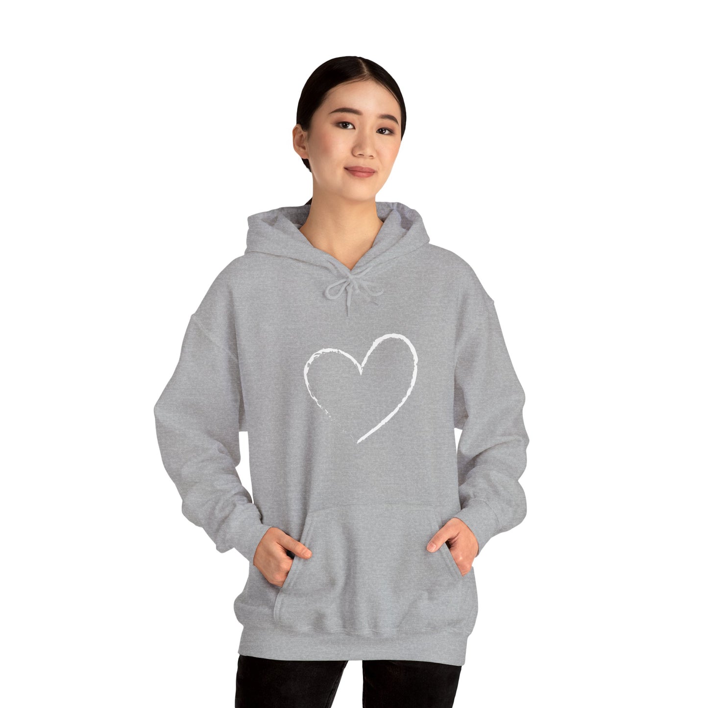 White Heart Unisex Hoodie - Ladies and Mens Hooded Sweatshirt