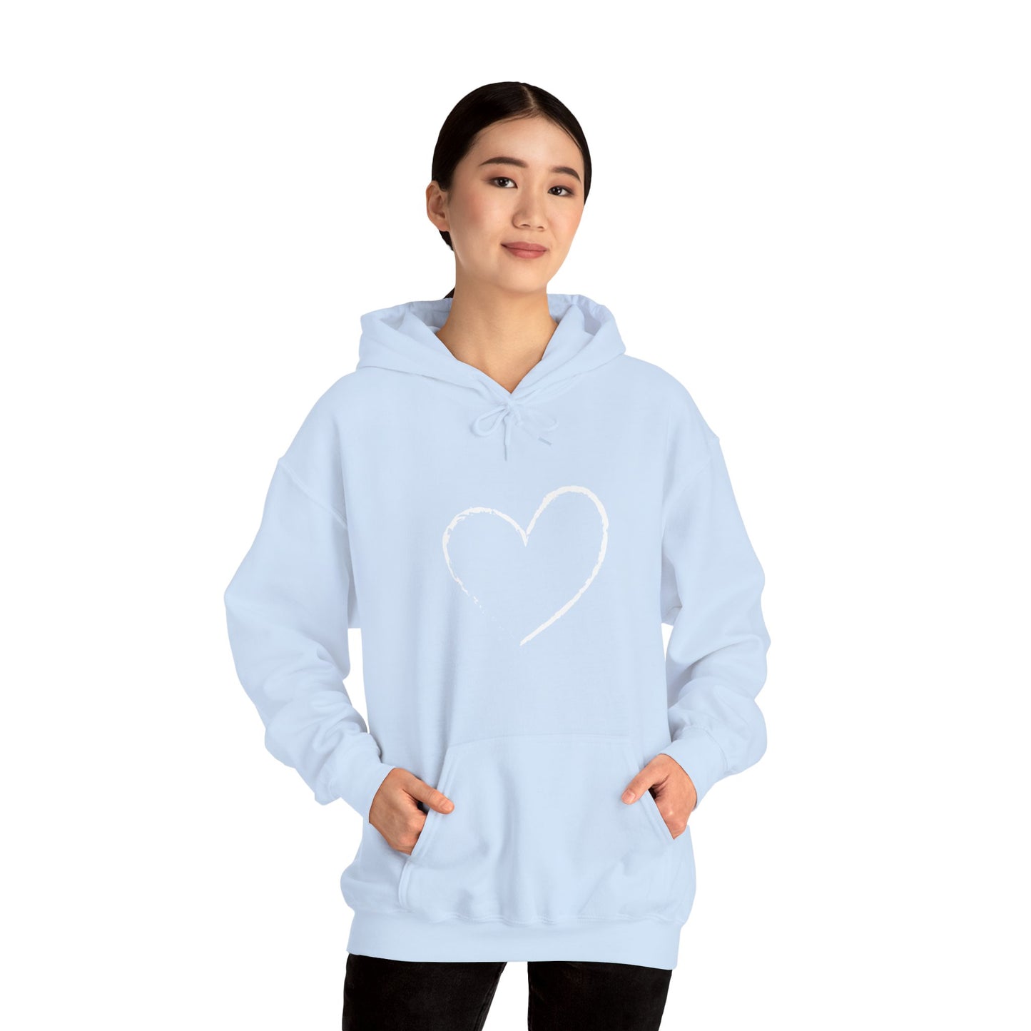 White Heart Unisex Hoodie - Ladies and Mens Hooded Sweatshirt