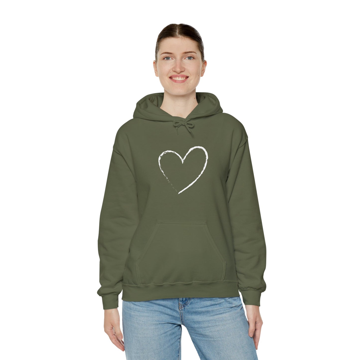White Heart Unisex Hoodie - Ladies and Mens Hooded Sweatshirt
