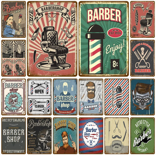 Barber Shop Retro Pub Bar Decoration Tin Sign Shabby Chic