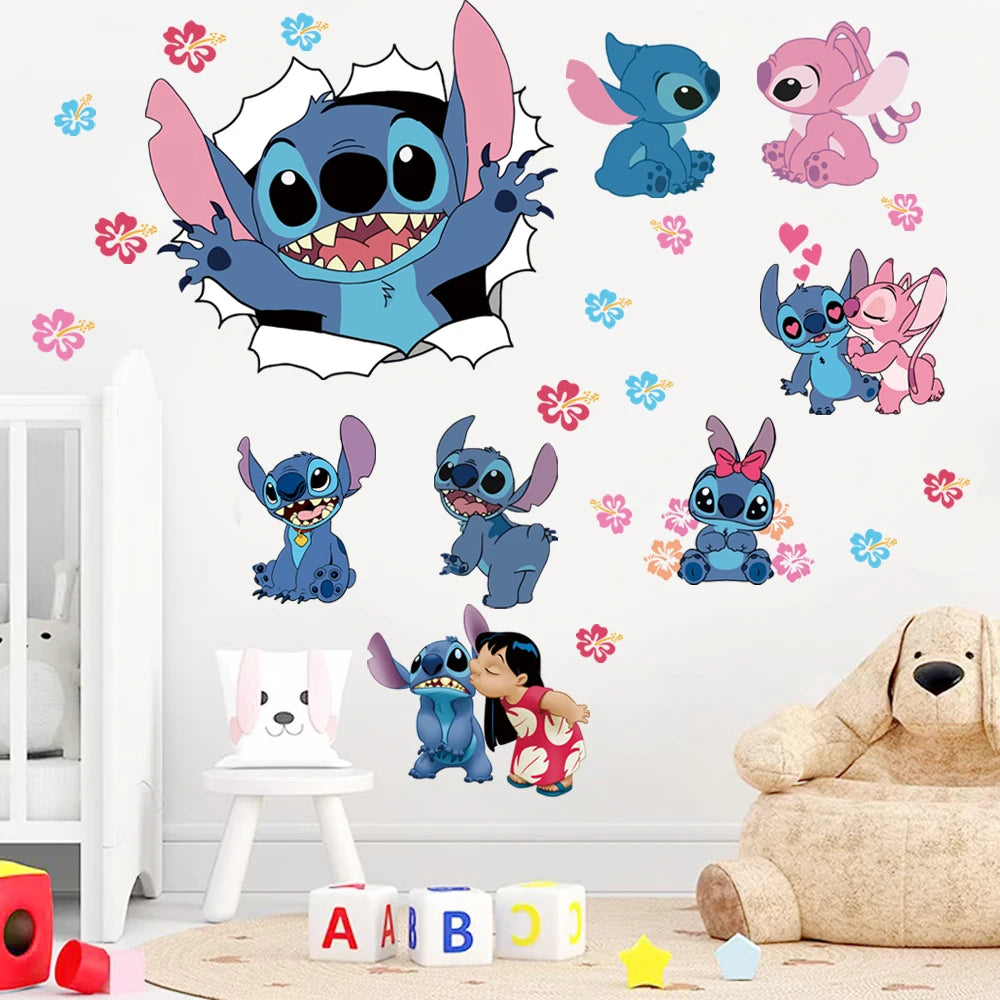 Cartoon Lilo & Stitch Wall Stickers For Kids Mural