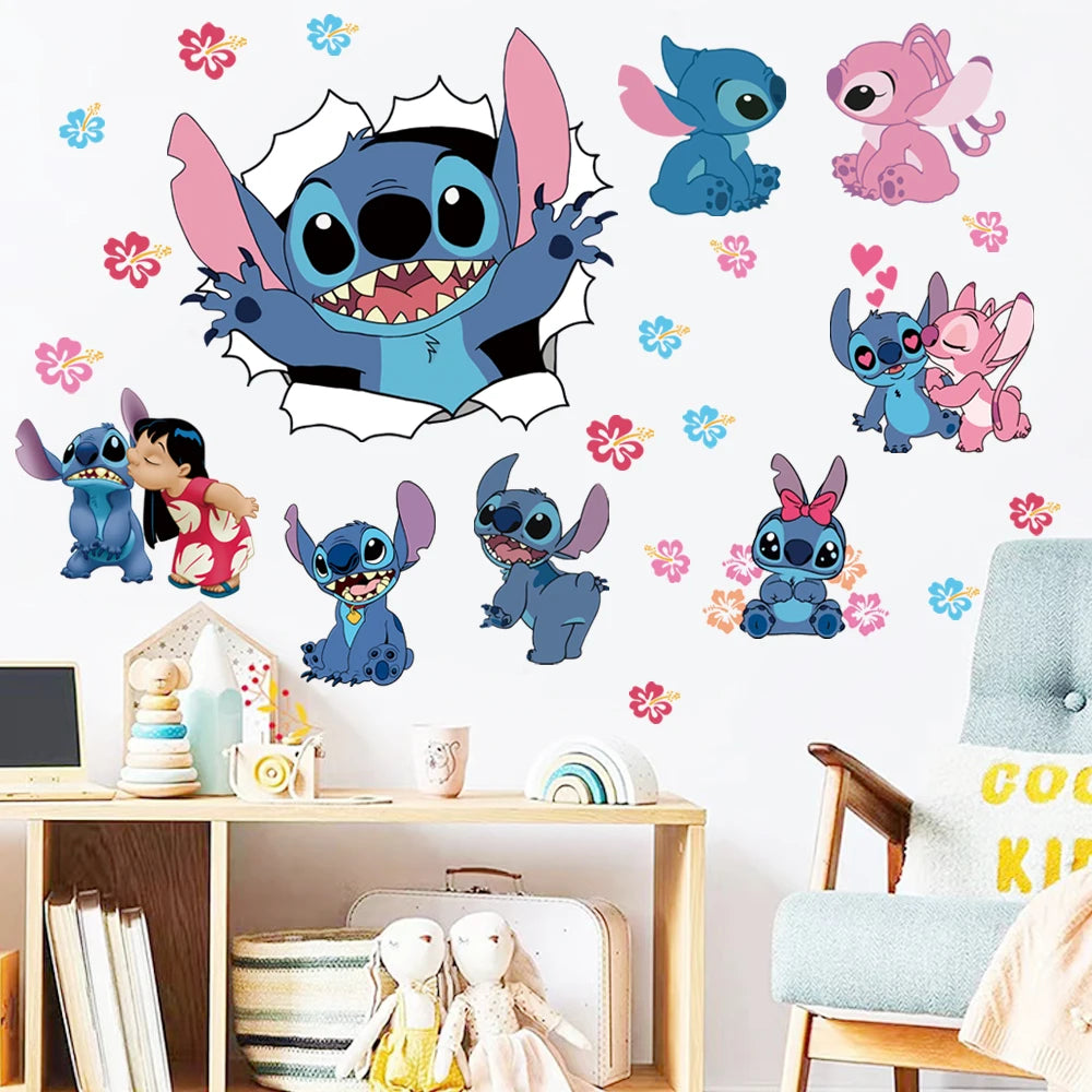 Cartoon Lilo & Stitch Wall Stickers For Kids Mural