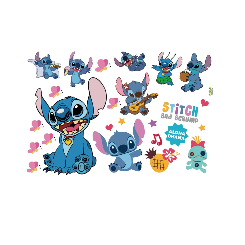 Cartoon Lilo & Stitch Wall Stickers For Kids Mural