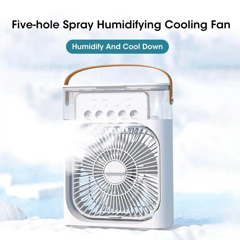 Portable Mini Air Conditioner Fan – USB Rechargeable Personal Cooling Fan with LED Light