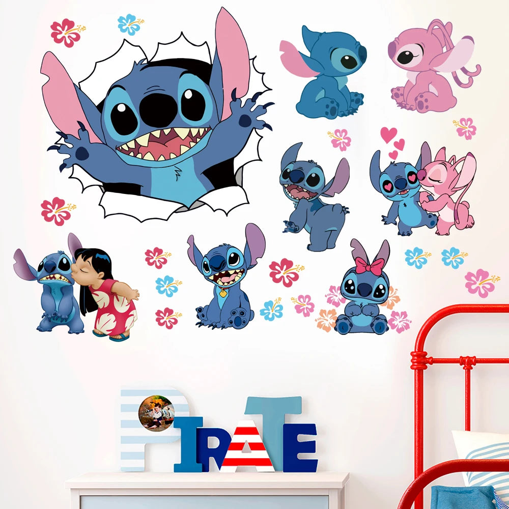 Cartoon Lilo & Stitch Wall Stickers For Kids Mural