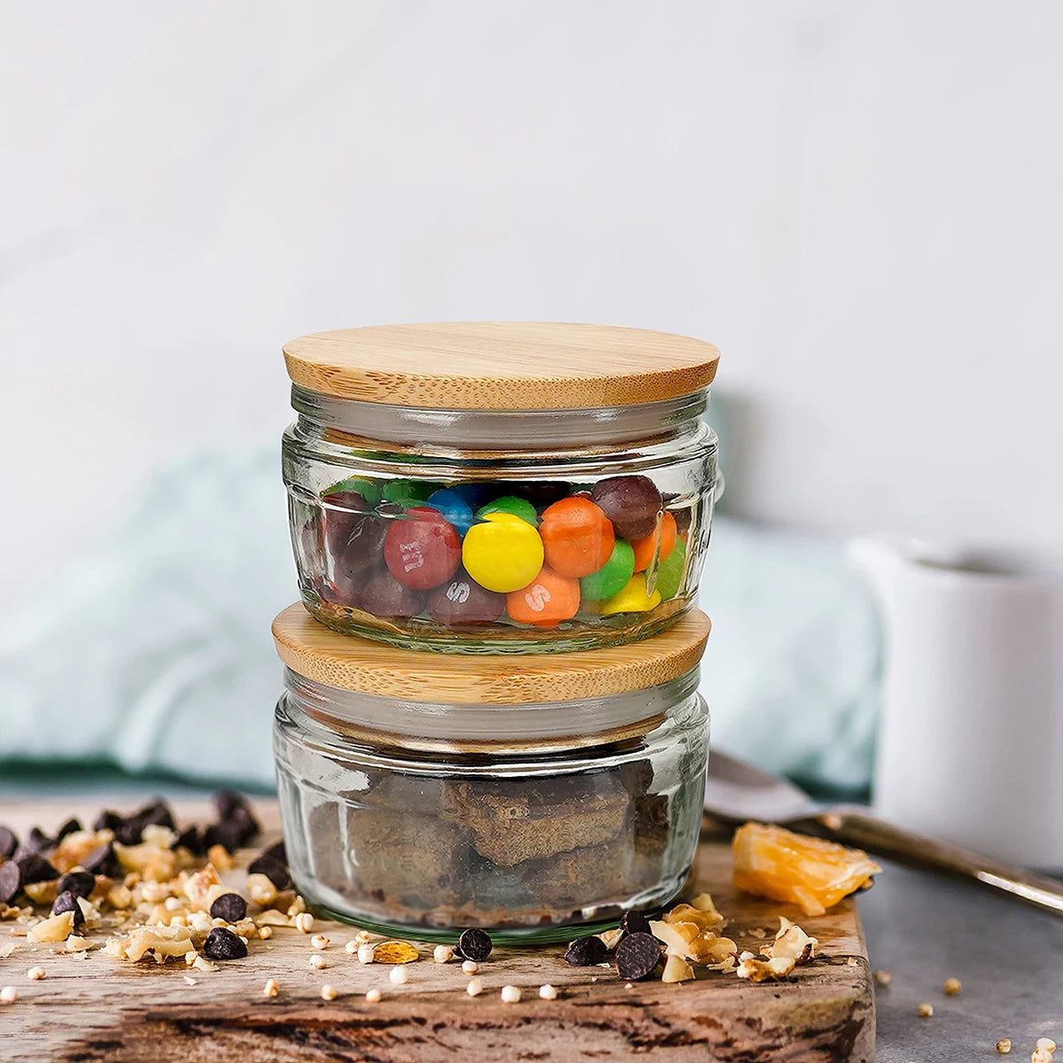 Bamboo Lid Compatible with GU Puds Cheesecake Jars – Reusable and Eco-Friendly Jar Covers