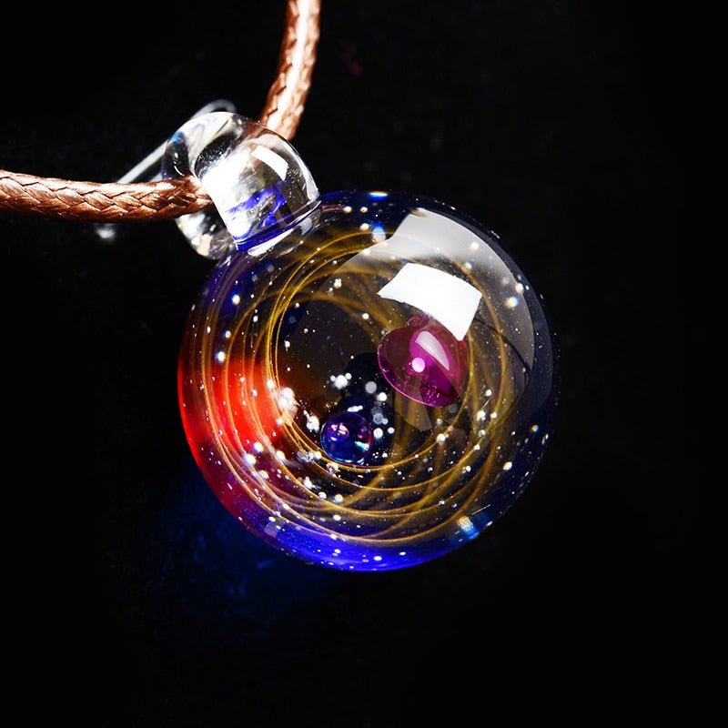 Boeycjr Universe Glass Bead Planets Pendant Necklace Galaxy Rope Chain Solar System Design Necklace For Women - StarJam Gifts