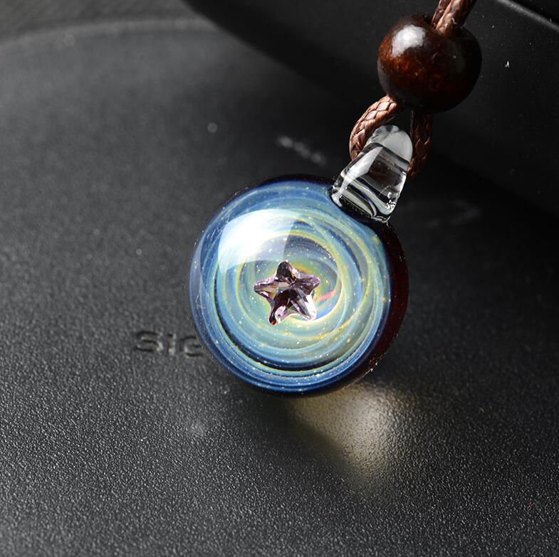 Boeycjr Universe Glass Bead Planets Pendant Necklace Galaxy Rope Chain Solar System Design Necklace For Women - StarJam Gifts