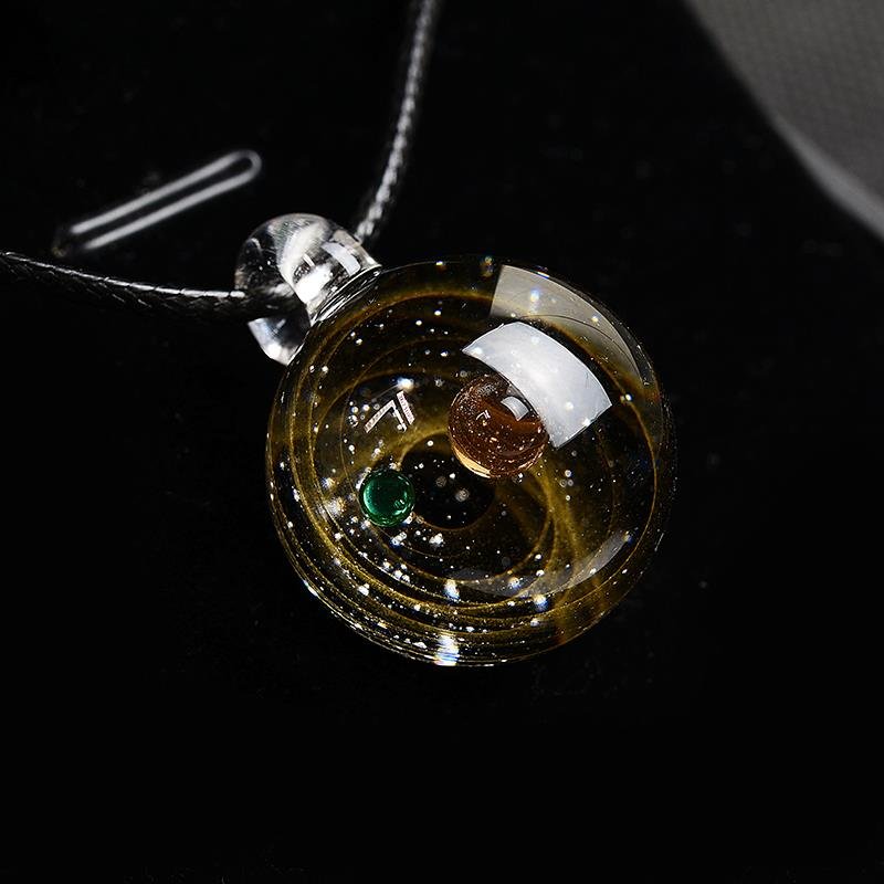 Boeycjr Universe Glass Bead Planets Pendant Necklace Galaxy Rope Chain Solar System Design Necklace For Women - StarJam Gifts