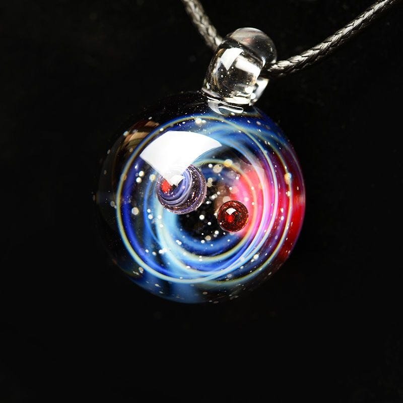 Boeycjr Universe Glass Bead Planets Pendant Necklace Galaxy Rope Chain Solar System Design Necklace For Women - StarJam Gifts