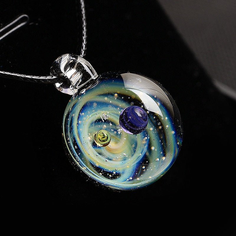 Boeycjr Universe Glass Bead Planets Pendant Necklace Galaxy Rope Chain Solar System Design Necklace For Women - StarJam Gifts