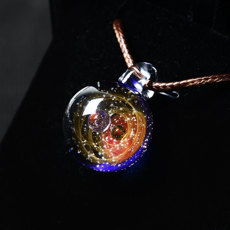 Boeycjr Universe Glass Bead Planets Pendant Necklace Galaxy Rope Chain Solar System Design Necklace For Women - StarJam Gifts