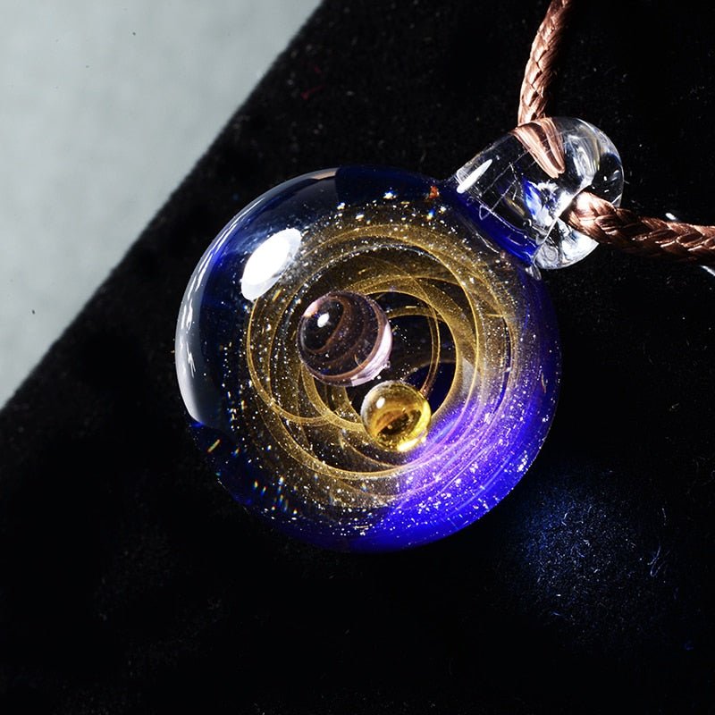 Boeycjr Universe Glass Bead Planets Pendant Necklace Galaxy Rope Chain Solar System Design Necklace For Women - StarJam Gifts