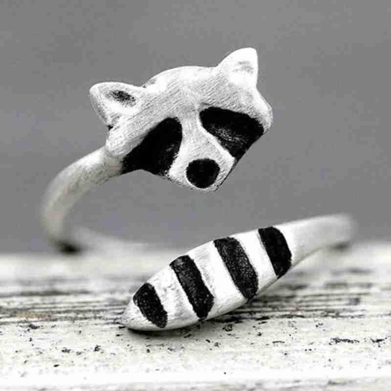 Creativity Silver Color Plated Raccoon Fox Women Rings Adjustable Open Fashion Ring Wedding Party Jewelry Accessories Decor - StarJam Gifts