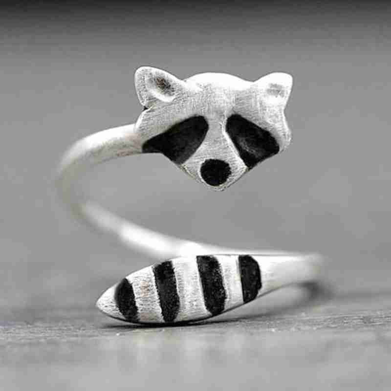Creativity Silver Color Plated Raccoon Fox Women Rings Adjustable Open Fashion Ring Wedding Party Jewelry Accessories Decor - StarJam Gifts