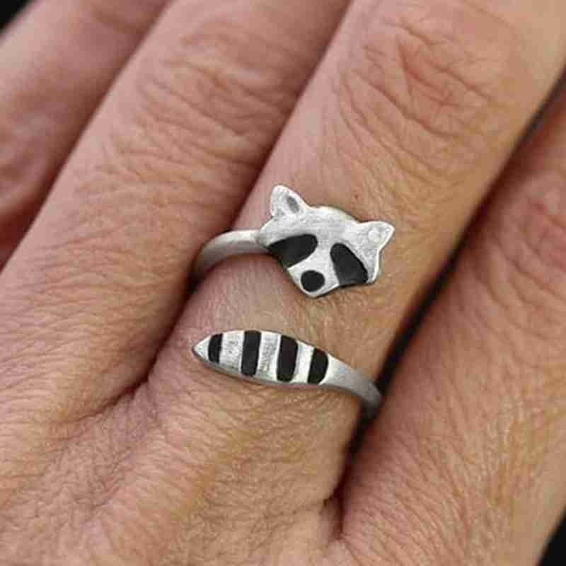 Creativity Silver Color Plated Raccoon Fox Women Rings Adjustable Open Fashion Ring Wedding Party Jewelry Accessories Decor - StarJam Gifts