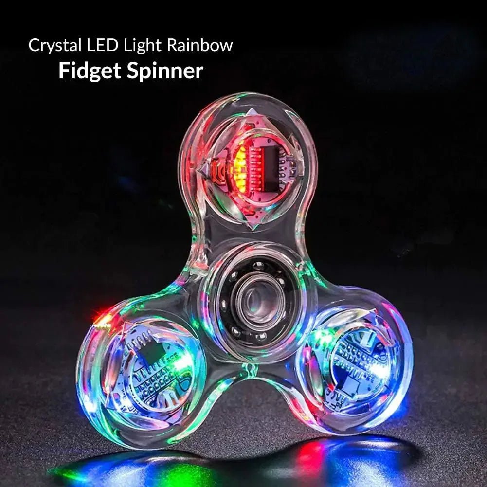 Crystal Luminous Led Light Fidget Spinner Hand Top Spinners Glow In Dark Edc Stress Relief Toys Kinetic Gyroscope For Children - StarJam