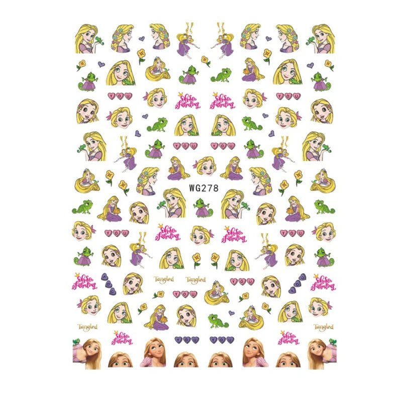 Disney Brand 3d Adhesive Nail Art Sticker Mickey Minnie Mermaid Princess Nail Slider Rose Flower Letter Lion Designer Decal - StarJam