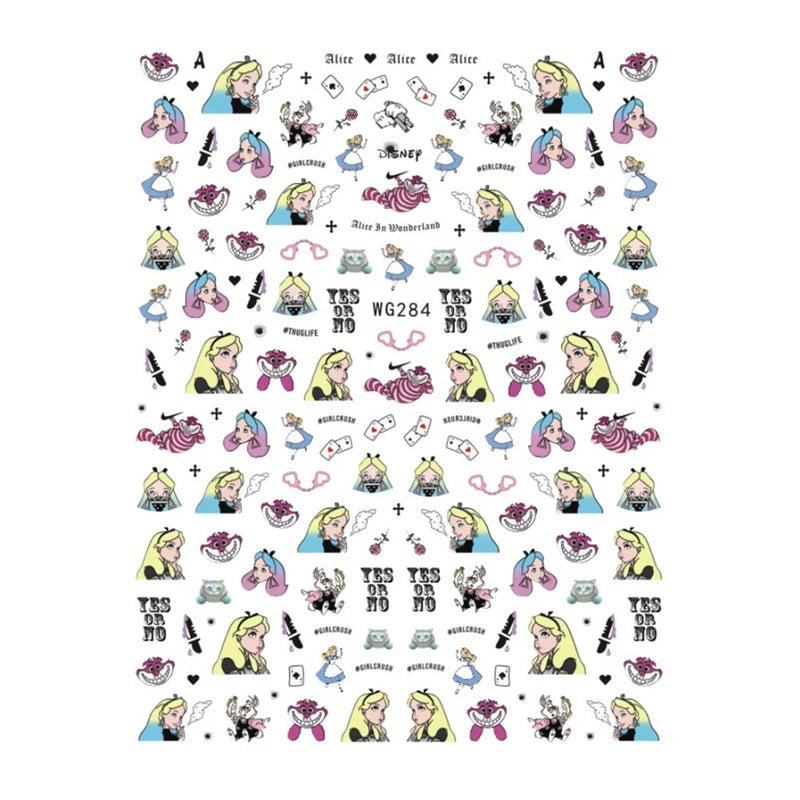 Disney Brand 3d Adhesive Nail Art Sticker Mickey Minnie Mermaid Princess Nail Slider Rose Flower Letter Lion Designer Decal - StarJam