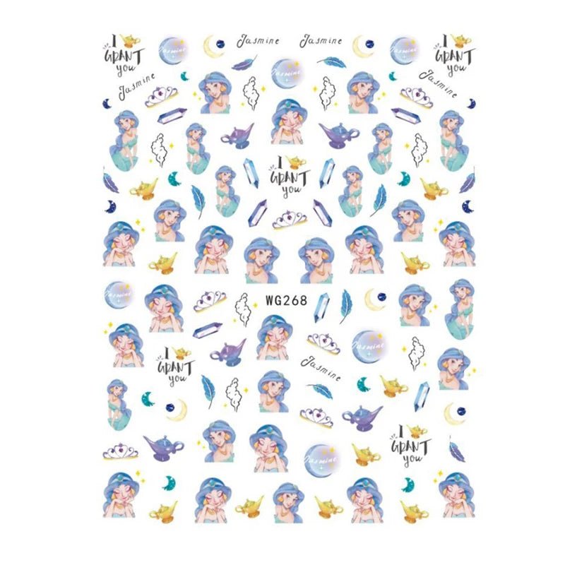 Disney Brand 3d Adhesive Nail Art Sticker Mickey Minnie Mermaid Princess Nail Slider Rose Flower Letter Lion Designer Decal - StarJam