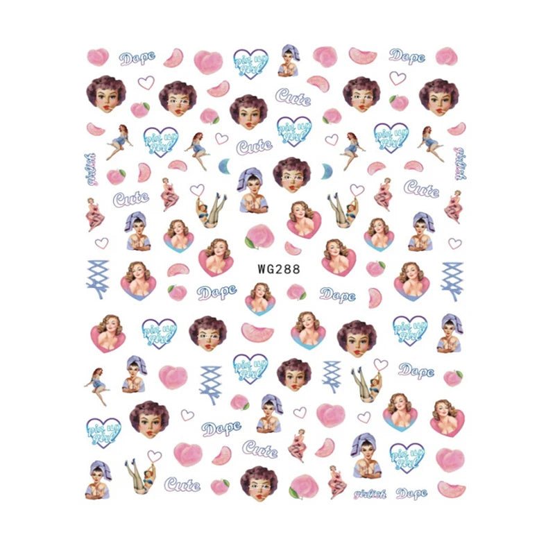 Disney Brand 3d Adhesive Nail Art Sticker Mickey Minnie Mermaid Princess Nail Slider Rose Flower Letter Lion Designer Decal - StarJam