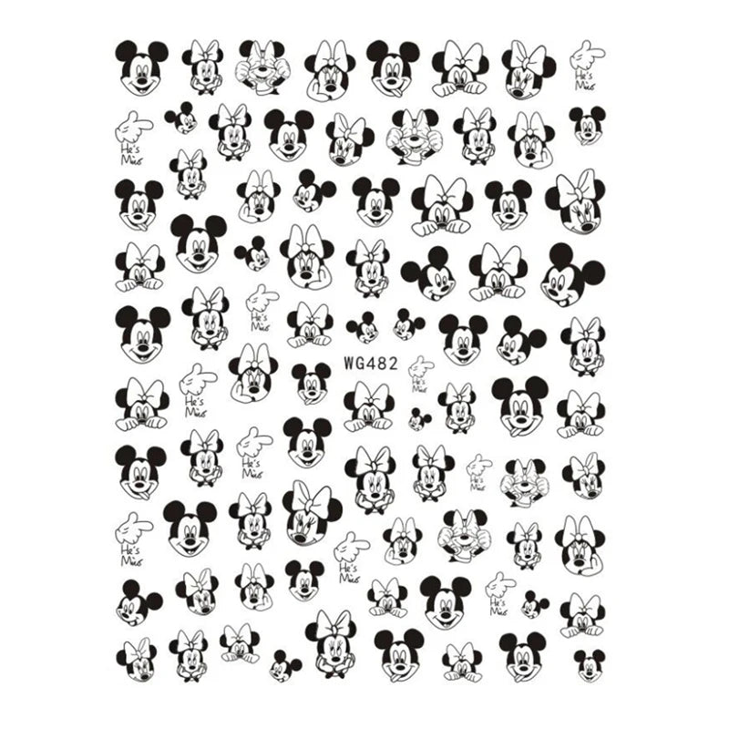 Disney Brand 3d Adhesive Nail Art Sticker Mickey Minnie Mermaid Princess Nail Slider Rose Flower Letter Lion Designer Decal - StarJam