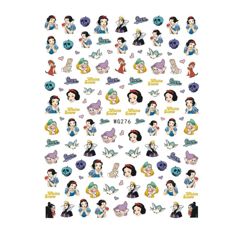 Disney Brand 3d Adhesive Nail Art Sticker Mickey Minnie Mermaid Princess Nail Slider Rose Flower Letter Lion Designer Decal - StarJam
