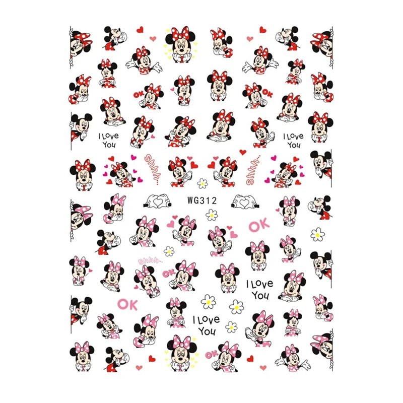 Disney Brand 3d Adhesive Nail Art Sticker Mickey Minnie Mermaid Princess Nail Slider Rose Flower Letter Lion Designer Decal - StarJam