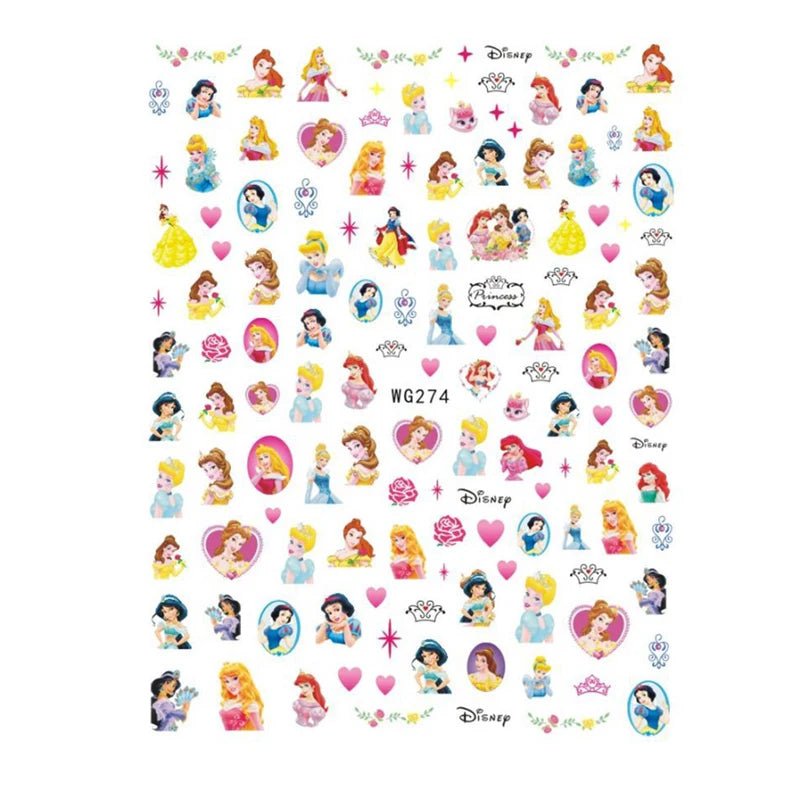 Disney Brand 3d Adhesive Nail Art Sticker Mickey Minnie Mermaid Princess Nail Slider Rose Flower Letter Lion Designer Decal - StarJam
