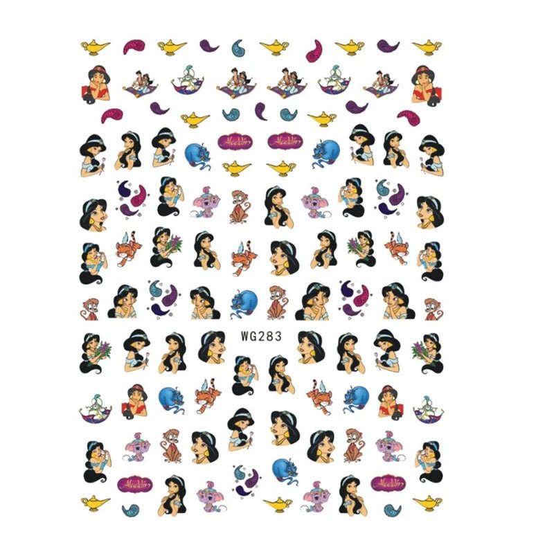 Disney Brand 3d Adhesive Nail Art Sticker Mickey Minnie Mermaid Princess Nail Slider Rose Flower Letter Lion Designer Decal - StarJam