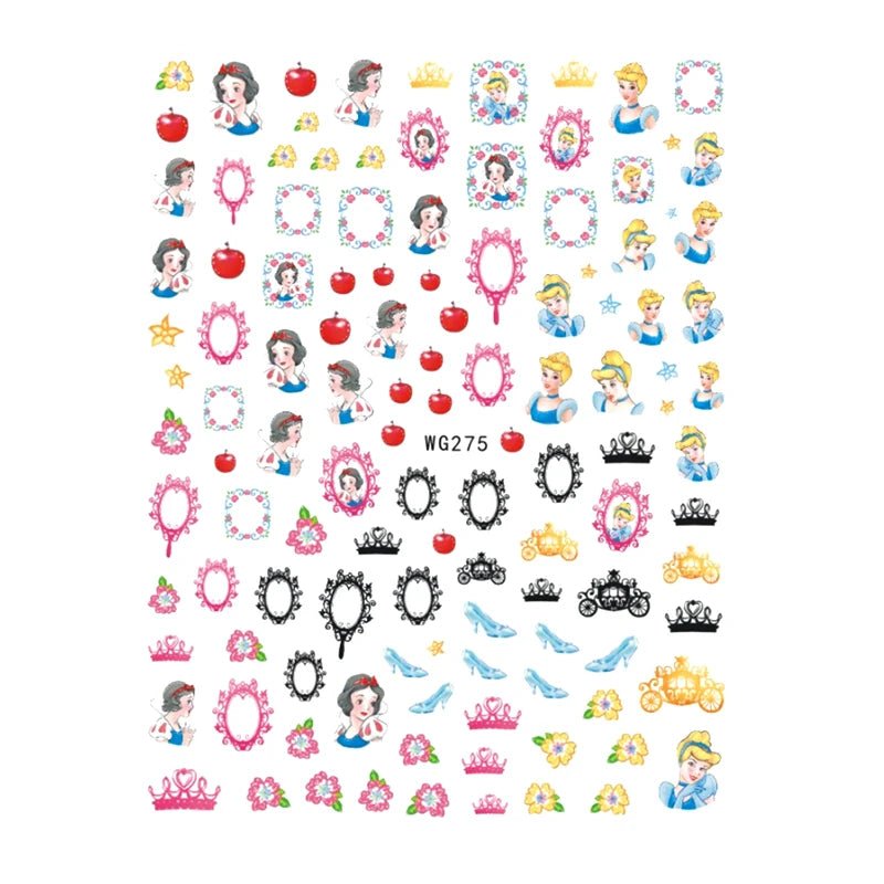 Disney Brand 3d Adhesive Nail Art Sticker Mickey Minnie Mermaid Princess Nail Slider Rose Flower Letter Lion Designer Decal - StarJam