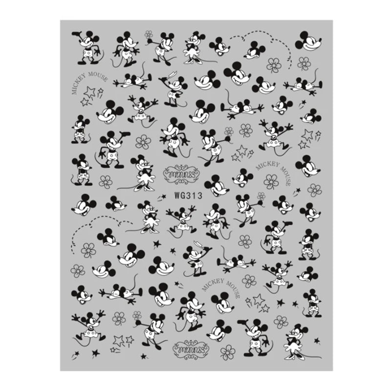 Disney Brand 3d Adhesive Nail Art Sticker Mickey Minnie Mermaid Princess Nail Slider Rose Flower Letter Lion Designer Decal - StarJam