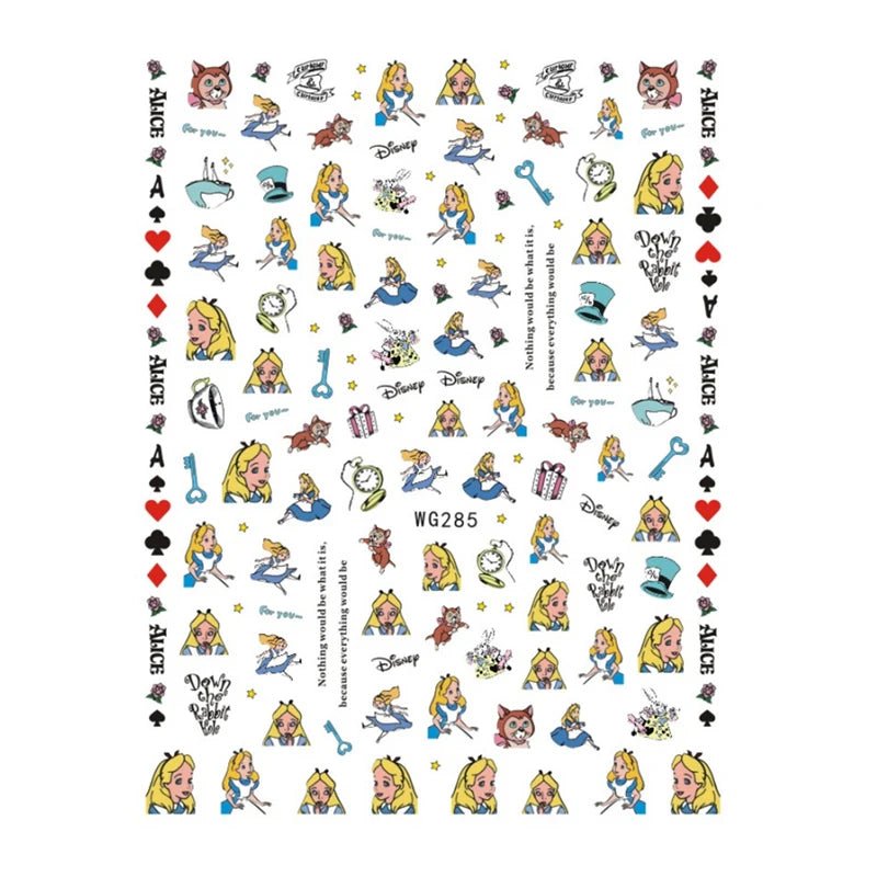 Disney Brand 3d Adhesive Nail Art Sticker Mickey Minnie Mermaid Princess Nail Slider Rose Flower Letter Lion Designer Decal - StarJam
