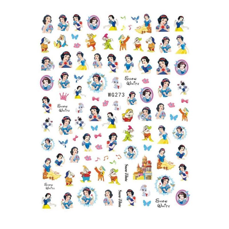 Disney Brand 3d Adhesive Nail Art Sticker Mickey Minnie Mermaid Princess Nail Slider Rose Flower Letter Lion Designer Decal - StarJam