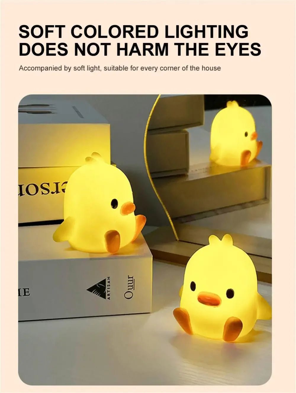 Duck Night Light Bedroom Decoration Cute Cartoon Animal Night Light Christmas Gifts For Kids Room Bedside Sleeping Lamp - StarJam
